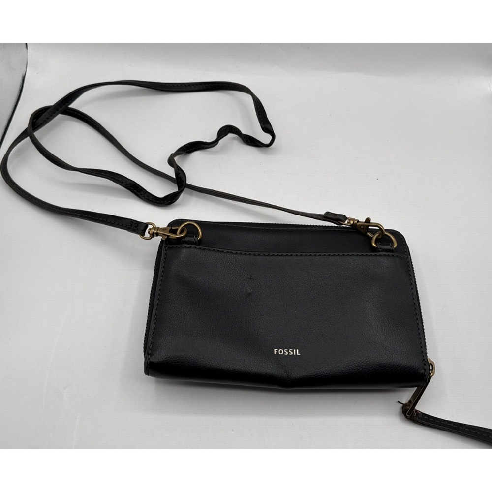Fossil Faye String Wallet Crossbody Black with Removable Crossbody Strap